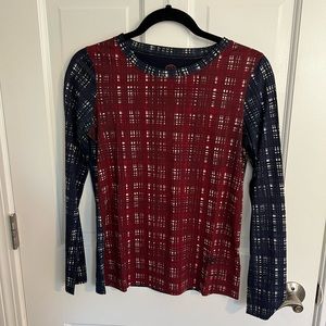 TORY BURCH Long Sleeve Top in Navy and Red Size XS